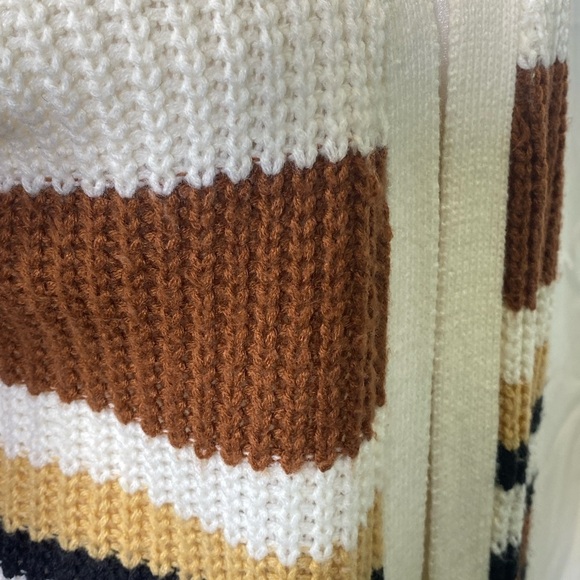 RUE21 Women's size XS Knit Cardigan Stripes Open Front Earthy Neutral Long - Picture 7 of 8